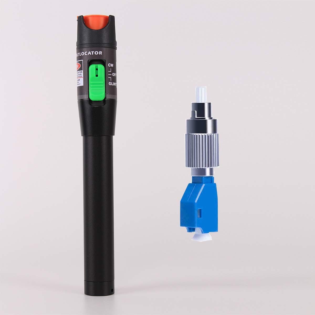 Visual Fault Locator, VFL Fiber Optic Tester Kit Include Single Mode 9/125um FC Male to LC Female Adapter, Fiber Light Pen for Network Cable Test