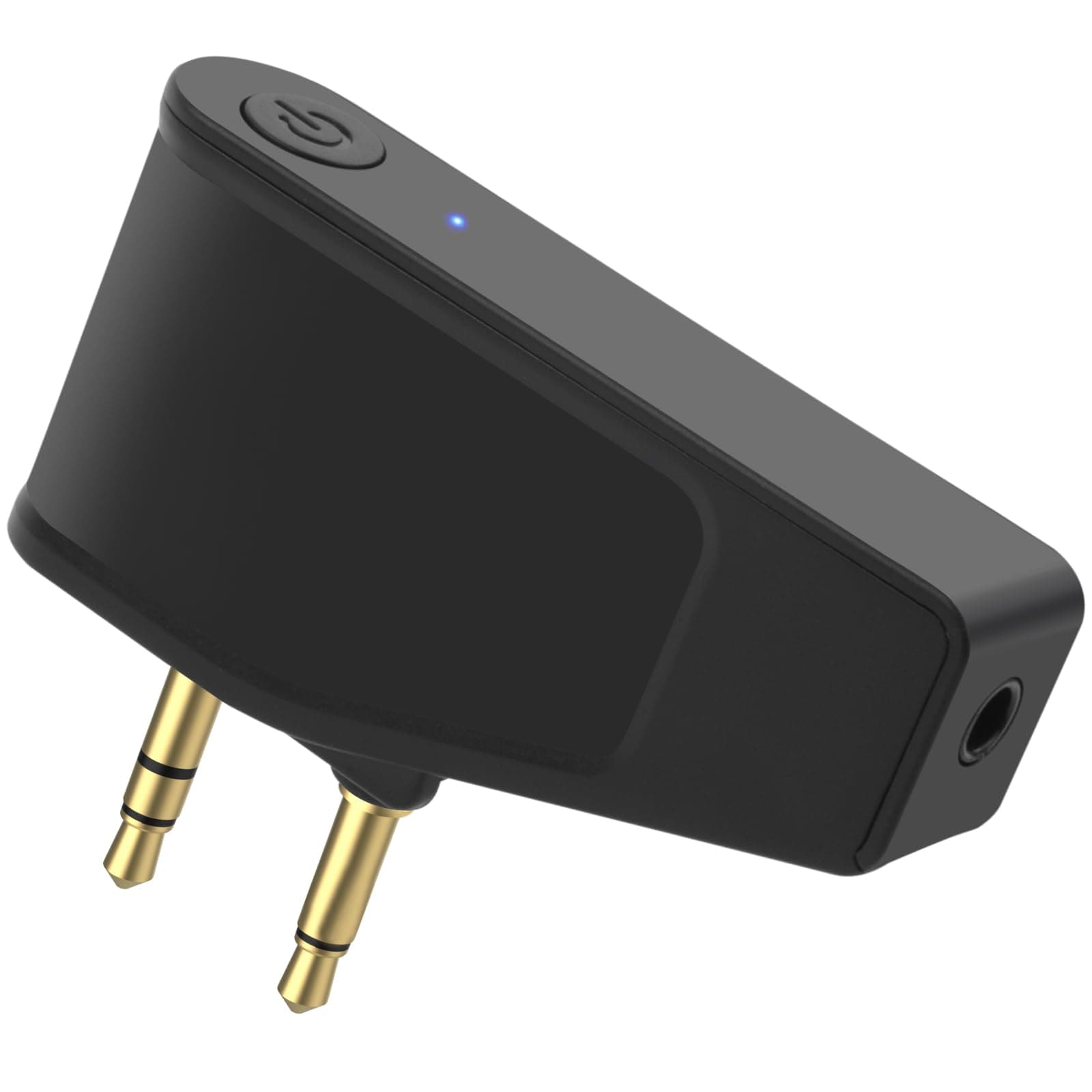Bluetooth 5.3 Adapter for Wireless/Wired Headphones, 2 in 1 Airplane Bluetooth Adapter with 3.5mm Aux Jack Compatible with Airplane/Home TV/Gym/Boats/Car, Foldable Single/Double Gold Plug