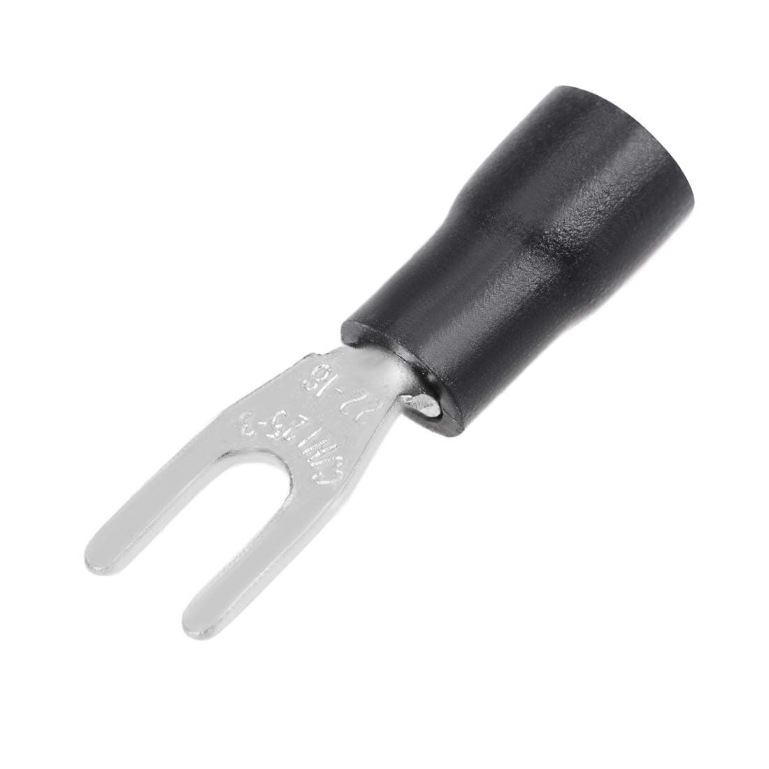 uxcell 100Pcs SV1.25-3 Insulated Fork Spade U-Type Wire Connector Electrical Crimp Terminal 22-16AWG Black