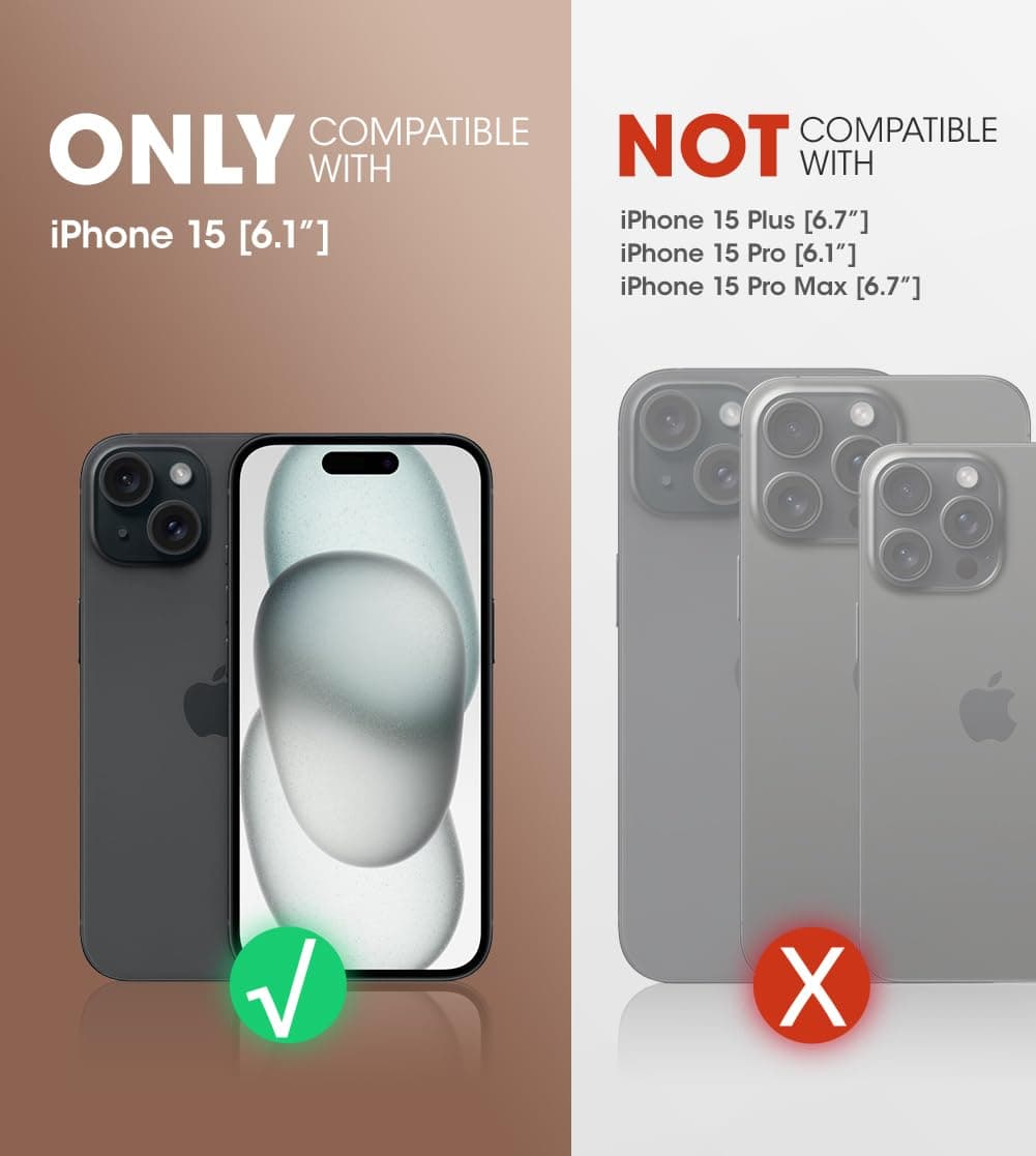 SUPCASE iPhone 15 Case, 6.1 Inch 2023 Full Protection, Shock Resistant, US Military Standard Certified, Integrated Case and LCD Protection Film, Clip Included, Dustproof, Stand and Ring Function,