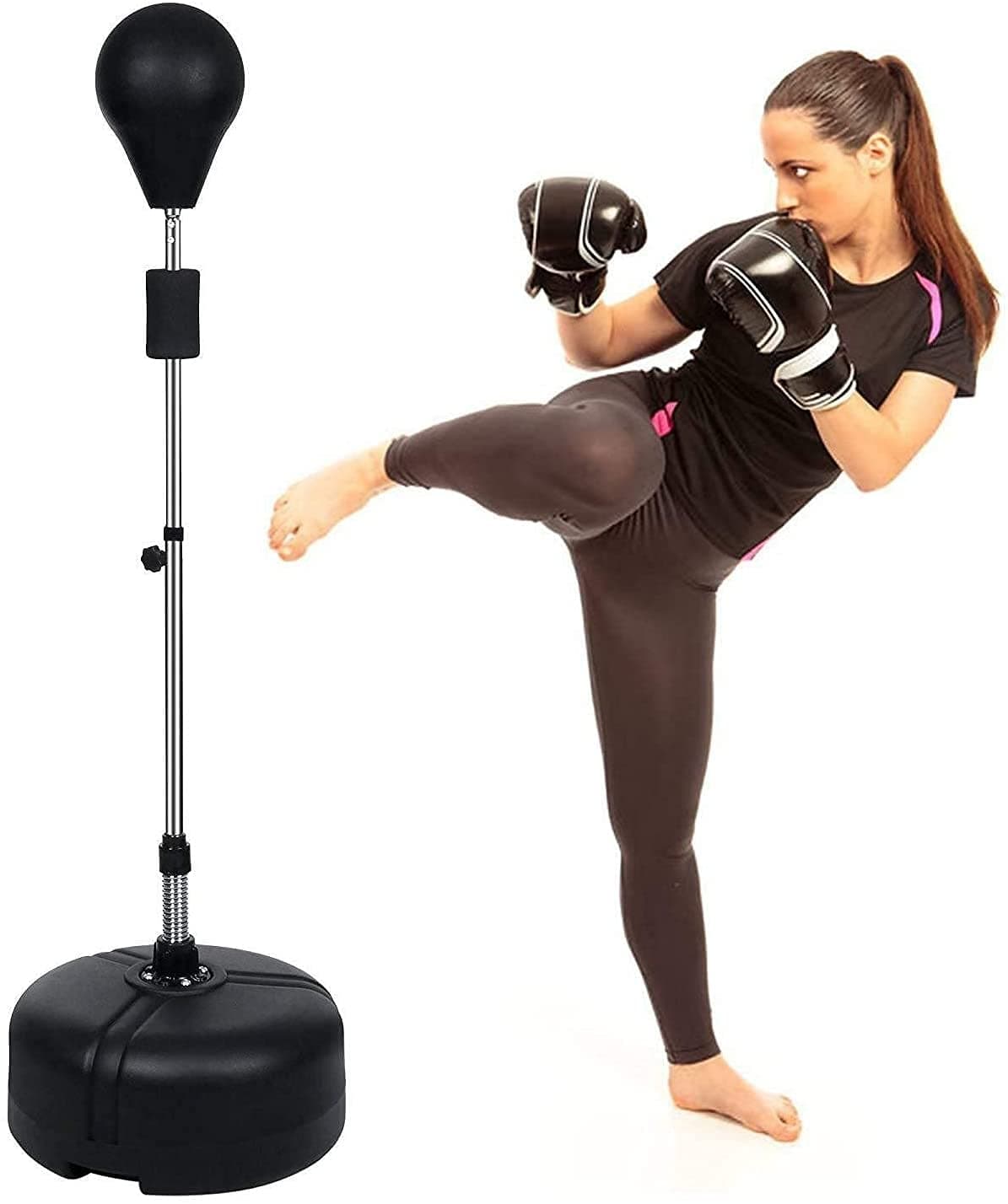 Max Strength ® Free Standing Boxing Punching Bag Speed Ball Adjustable Height Freestanding- For Training, Practice, Reaction Speed, Etc Reflex Bag For Adult Black…