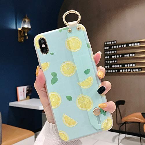 NiceGuu Wrist Strap Phone Case for iPhone Xs Max 11 Pro Max Case for iPhone X Xs XR 7 8 7plus 8plus Fruit Lemon Soft TPU Case (T3, for iPhone Xs Max)