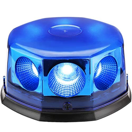 8 Pcs COB Car Auto Flash Beacon Light, 40W Blue Emergency Hazard Warning Strobe Light with Magnetic Base, DC 12V-24V, 14 Flashing Modes (Blue)