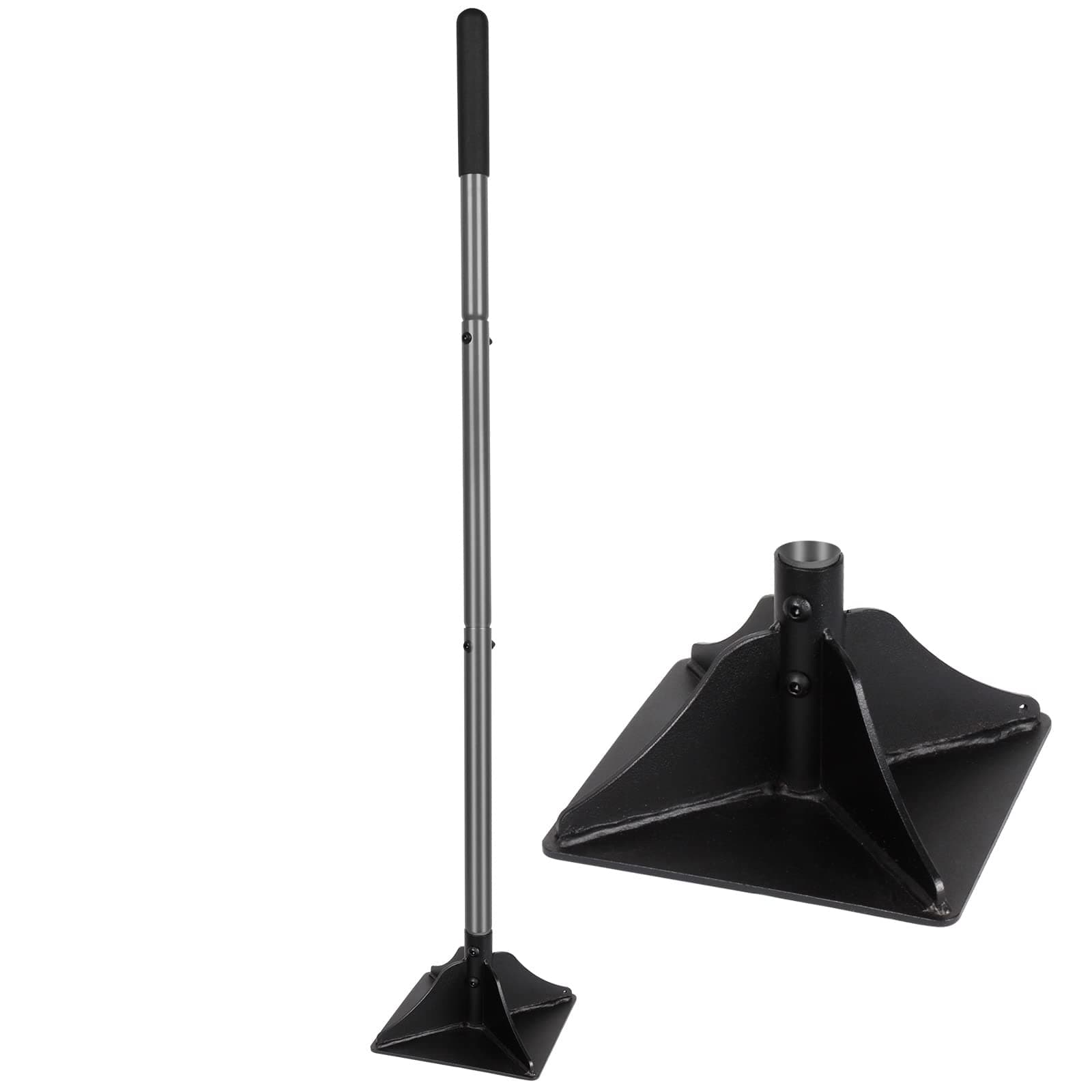 Walensee Steel Tamper with 48 inch Handle 8"x8" Garden Tamper with Rubber Grip All-Steel Heavy Duty Tamper Tool for Leveling Ground Gravel Soil Asphalt Sand Installing pavers and Repairing Blacktop
