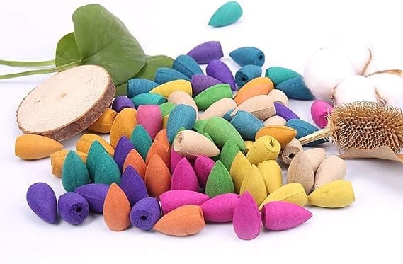 World Decor Back Flow Incense Cones, Aromatherapy Ornament Home Decor | Pooja 51 pcs Multi Color Backflow Cone