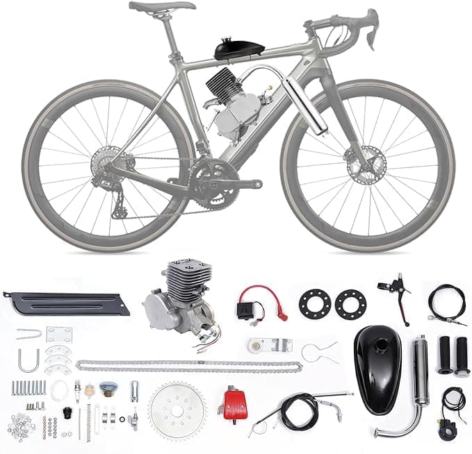 Upgraded 100cc Bicycle Engine Kit 2 Stroke Motorized Bike Engine Kit Super Fuel-Efficient Gas Motor for 26"-28" Bikes with 36T Sprocket - Full Set