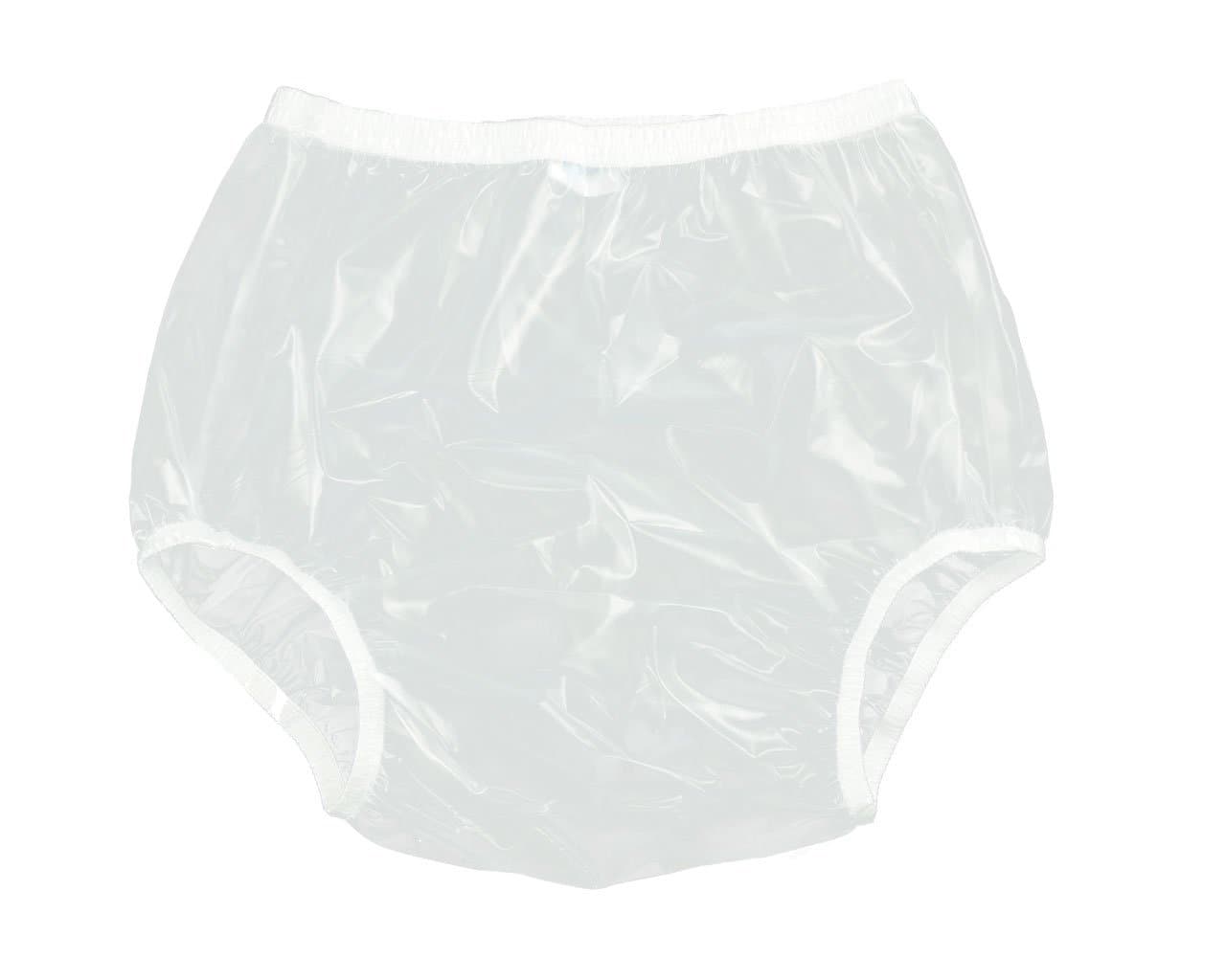 Adult Incontinence Pull-on Plastic Pants PVC Pants 3 Pack (Small, Transparent White)