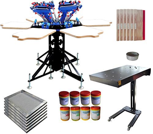 6 Color Screen Printing Press Flash Dryer Screen Printing Kit with Plastisol Ink