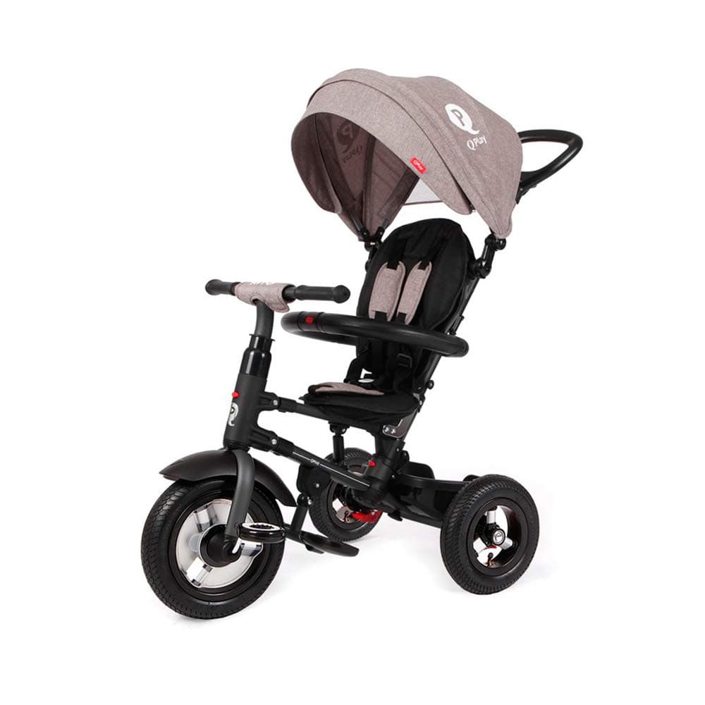 QPlay Rito Convertible Trike with Pneumatic Wheels - Foldable - Grey - 10-36 Months - Maximum Weight 25 kg