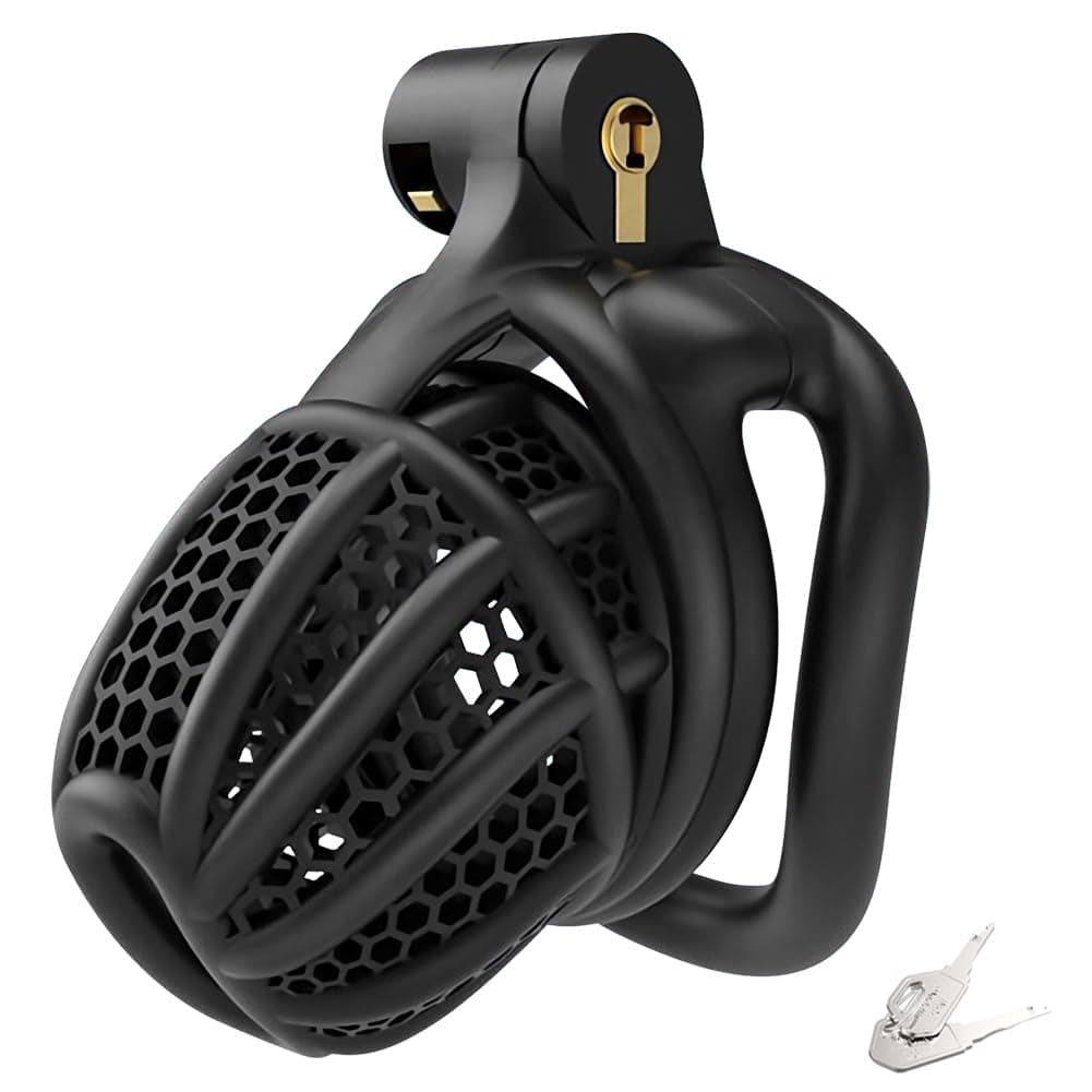 Male Chastity Device Cock Cage with 4 Active Sizes Rings Resin Lightweight Bondage Locked Penis Exercise Cage Sex Toys for Men and Couples