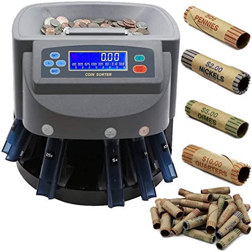 EX ELECTRONIX EXPRESS USD Coin Sorter and Counter with LCD Display, Sorts 270 Coins Per Minute into Coin Wrappers or Bins, Coin Wrapper Tubes Included