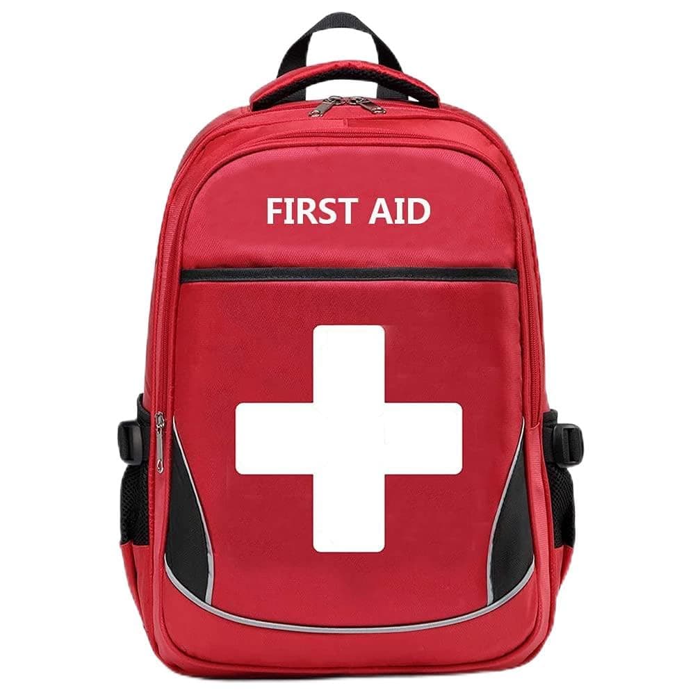First Aid Bag Empty Red Emergency Medical Bag First Responder Trauma Backpacks Multi-Pocket Traveling Field Trips Camping Essentials (Red, 1 Piece)