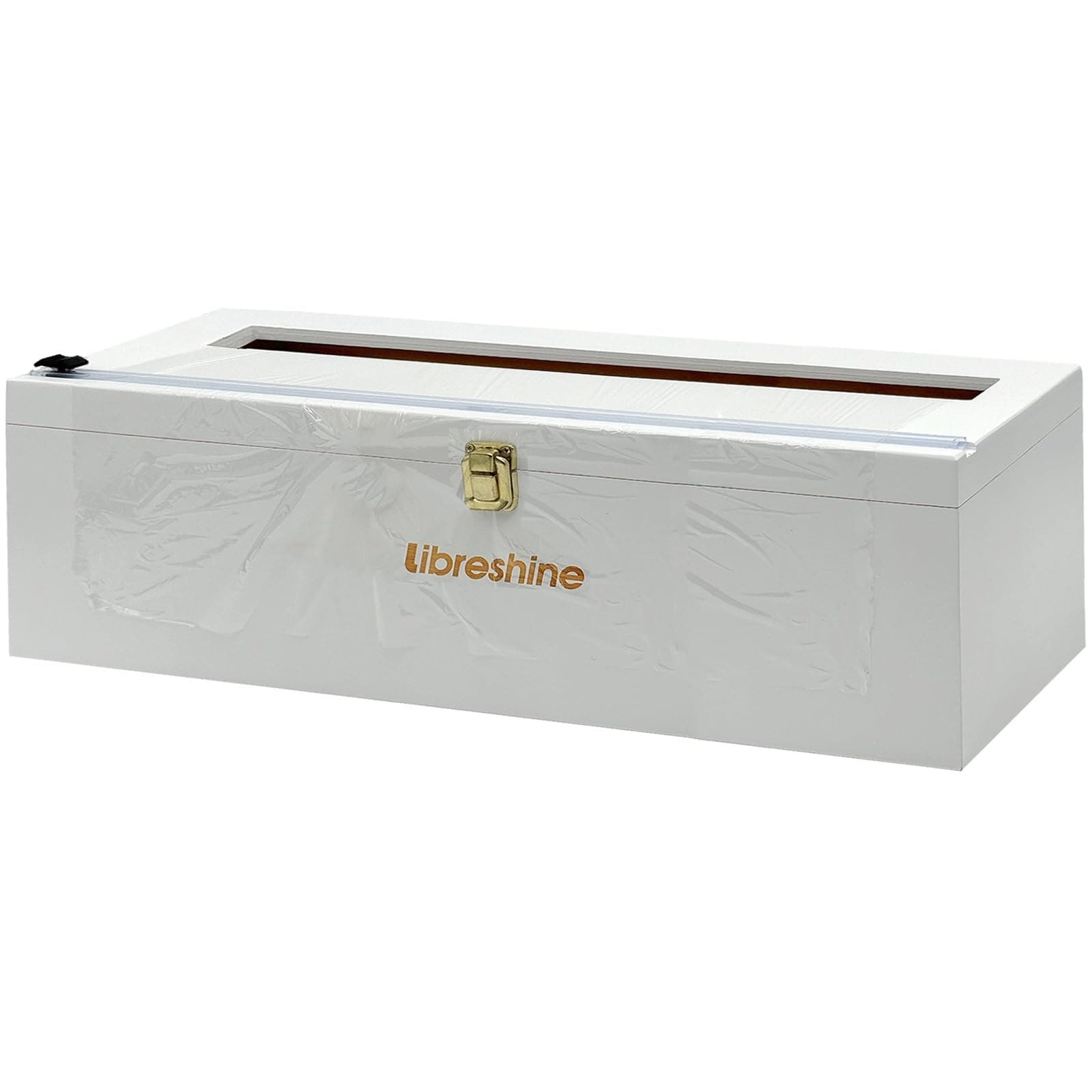 White 18 Inch Plastic Wrap Dispenser with Slide Cutter & Roller, Heavy Duty Bamboo Commercial Film Wrap Holder for 3000ft Food Service Cling Film, 1000ft Foil, Butcher/Freezer/Kraft Paper