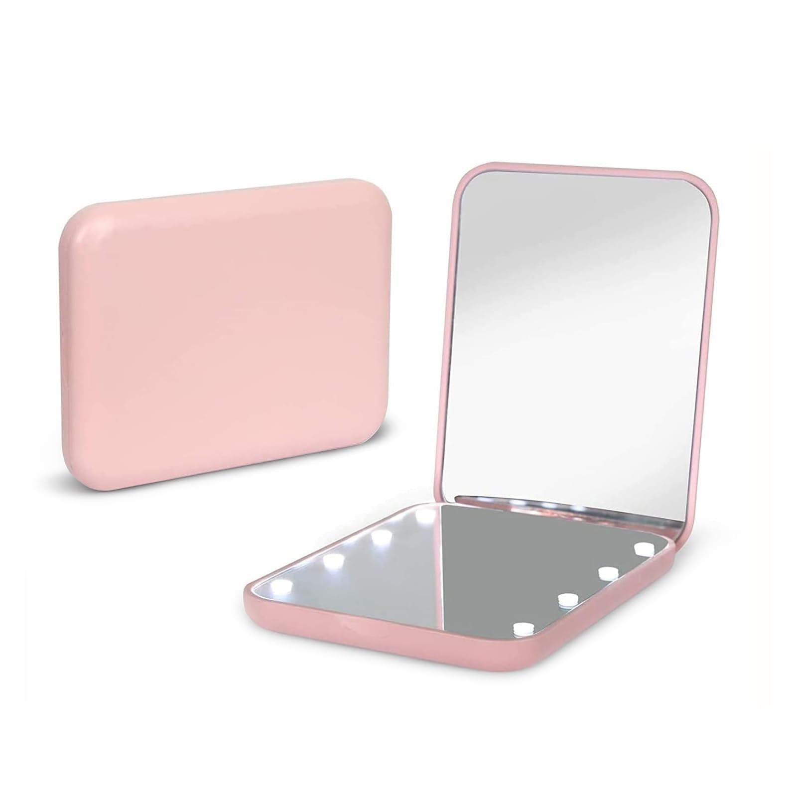 Kintion - Pocket Mirror, LED Makeup Mirror, 1X/3X Magnification, Compact Mirror with Light, Pocket Mirror, Foldable Handheld Mirror, Compact Mirror with Light for Gift, Pink