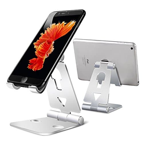 Nobelbird Compatible Tablet Stand Replacement for iPad iPhone Stand Aluminum Holder for iPad Mini Air 2 3 4 Pro, iPhone, Nintendo Switch, Samsung (Silver)