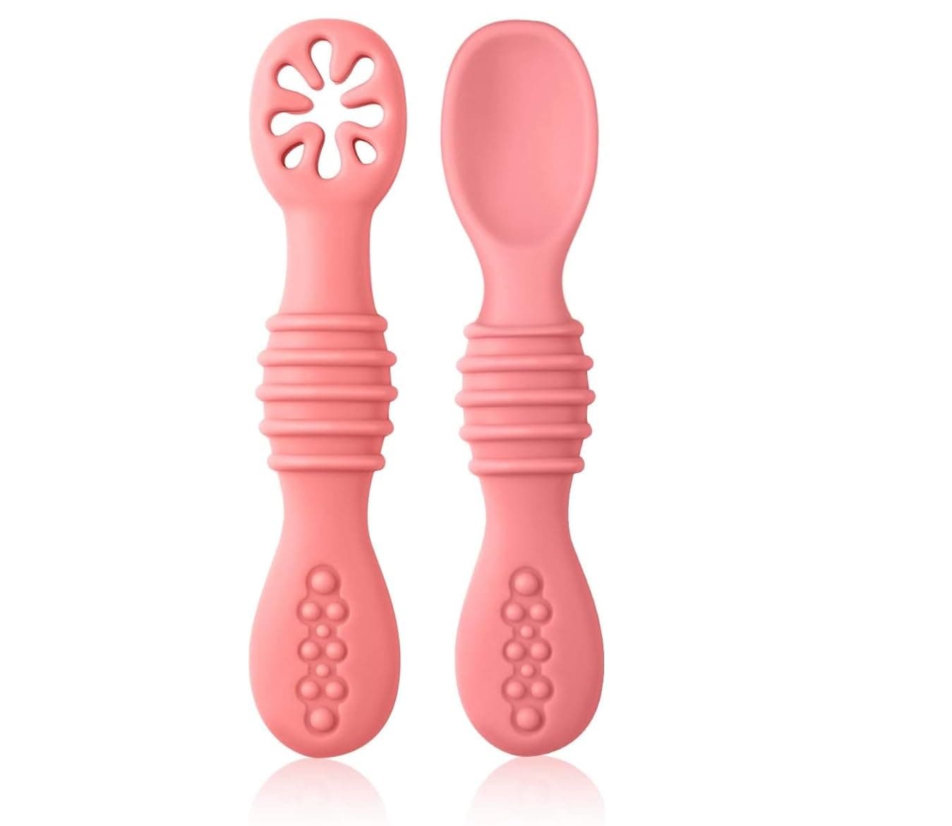 Even Soft Tip Silicon Spoons for Baby Feeding First Stage Spoons for Babies (Silicon Spoon Pink) - Silicone, 11 Cm