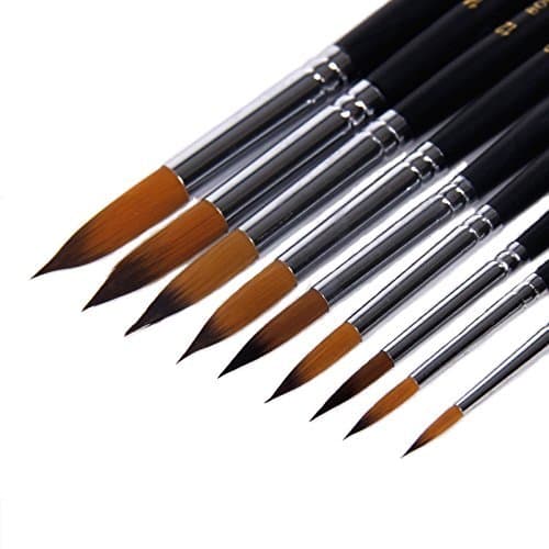 9Pcs Paintbrushes Long Handle Round Brush Set 0-16#, Art Paint Brushes for Acrylic, Oil, Watercolors by Oritenal