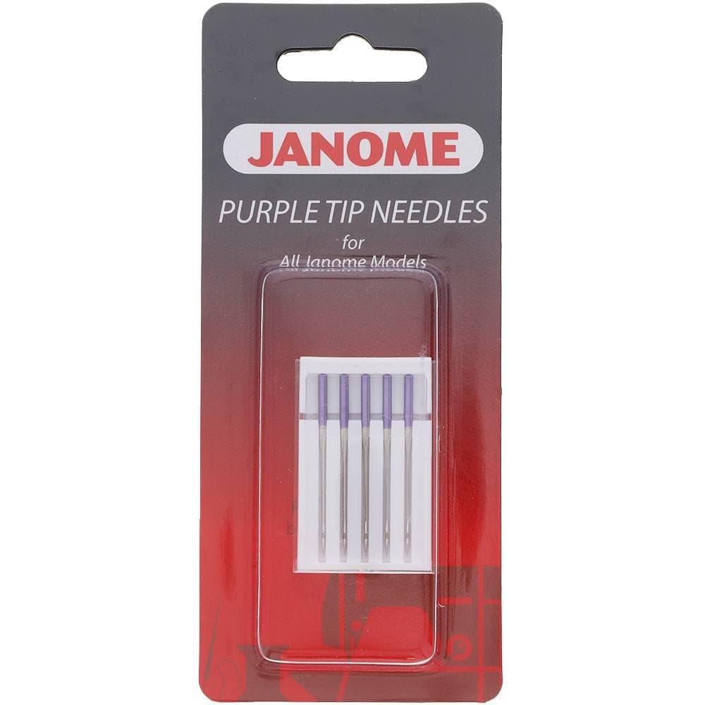 Janome Purple Tip Sewing Machine Needles, Size 90/14, Great for Heavy Fabrics and Sewing Across the Hem - 5 Needles per Pack