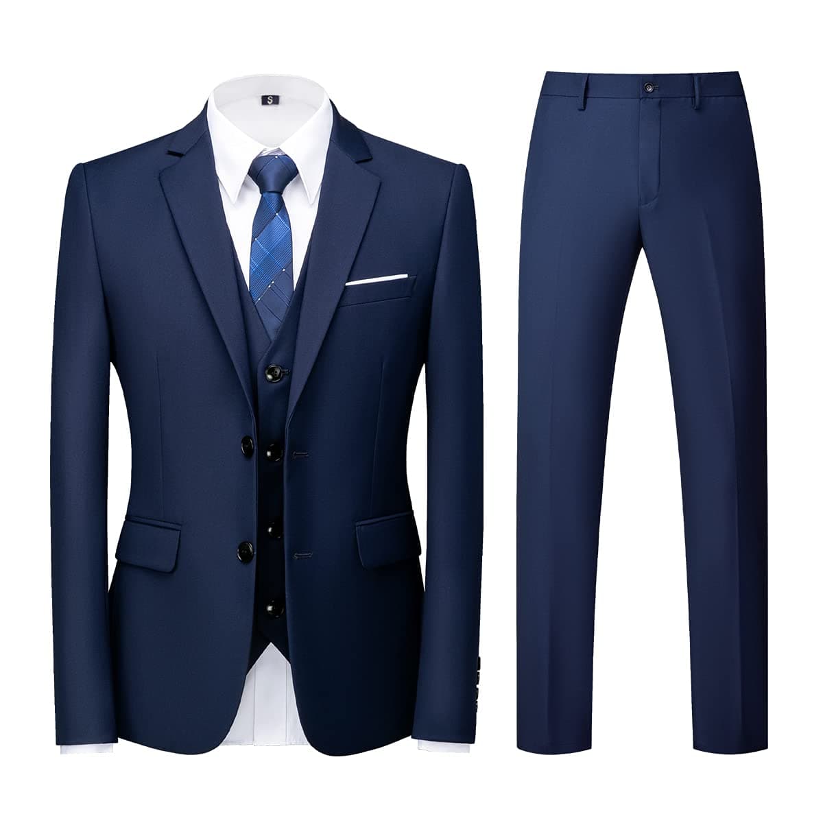Men Suits 3 Piece Slim Fit Single Breasted Two Buttons Wedding Business Tuxedo Suit Blazer Waistcoat Trousers