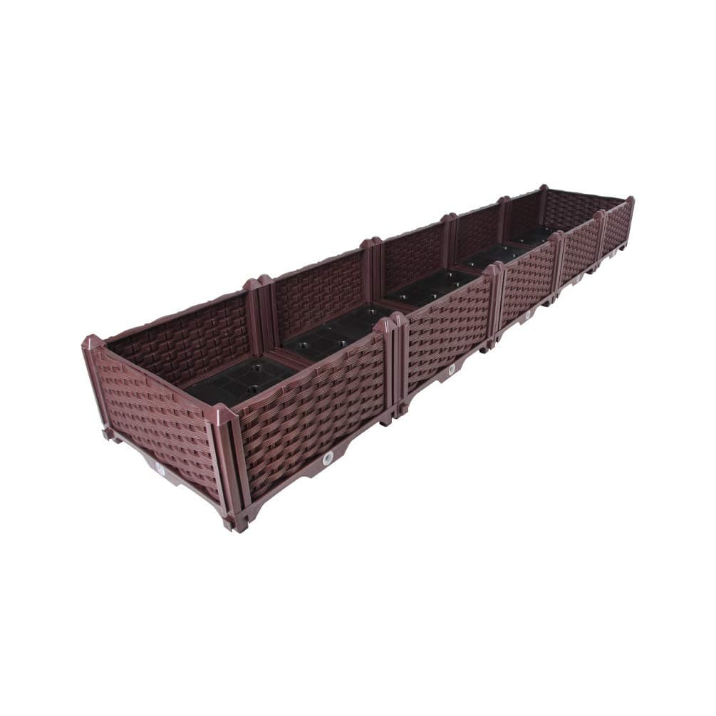 BAOYOUNI Rectangular Raised Garden Bed Kit Indoor Outdoor Plastic Planter Grow Box for Fresh Vegetables, Herbs, Flowers & Succulents, Brown, 76.77'' x 15.35'' x 8.66''