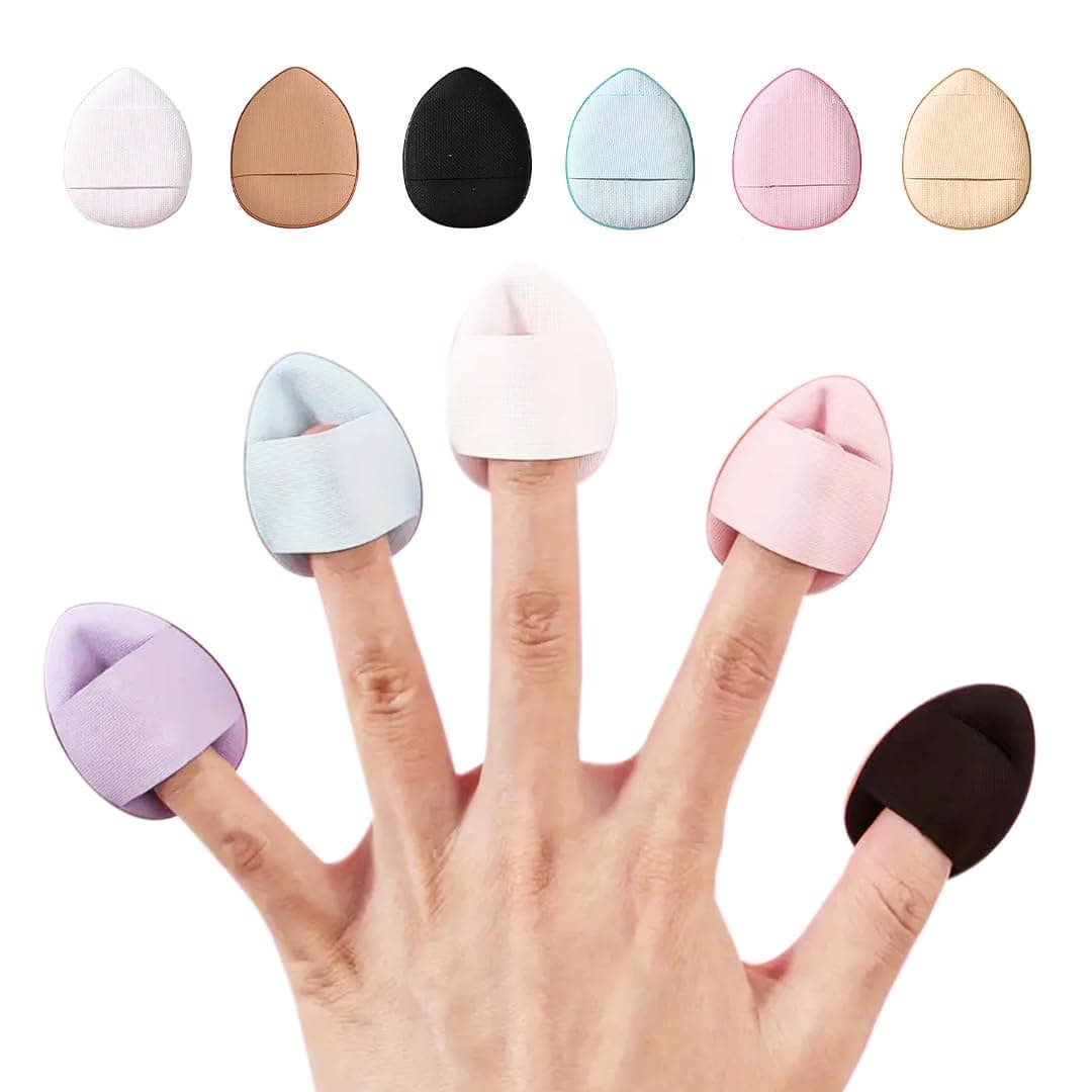 Gleva Mini Finger Puffs 6 pcs Finger Triangle Makeup Puff, Blender Sponge, Soft Cosmetic Finger Mini Powder Puff, Perfect for Foundation, BB Cushion, Cream, Concealer & Powder