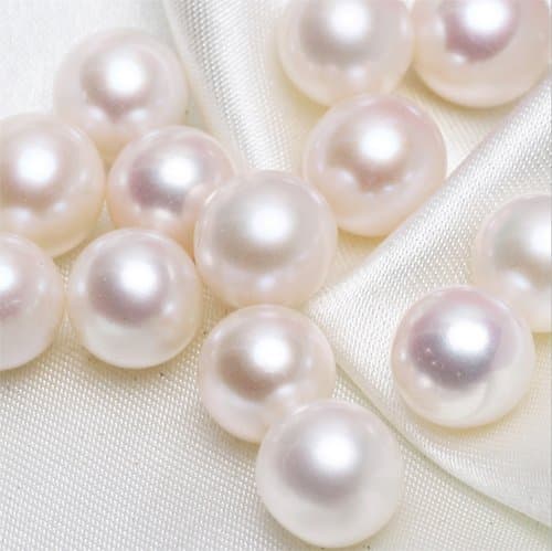 2 PCS Half Drilled White Freshwater Pearl, Round, High Luster, Great for DIY Stud earrings, Drop / Dangle earrings, Rings, Pendant (9-9.5mm)