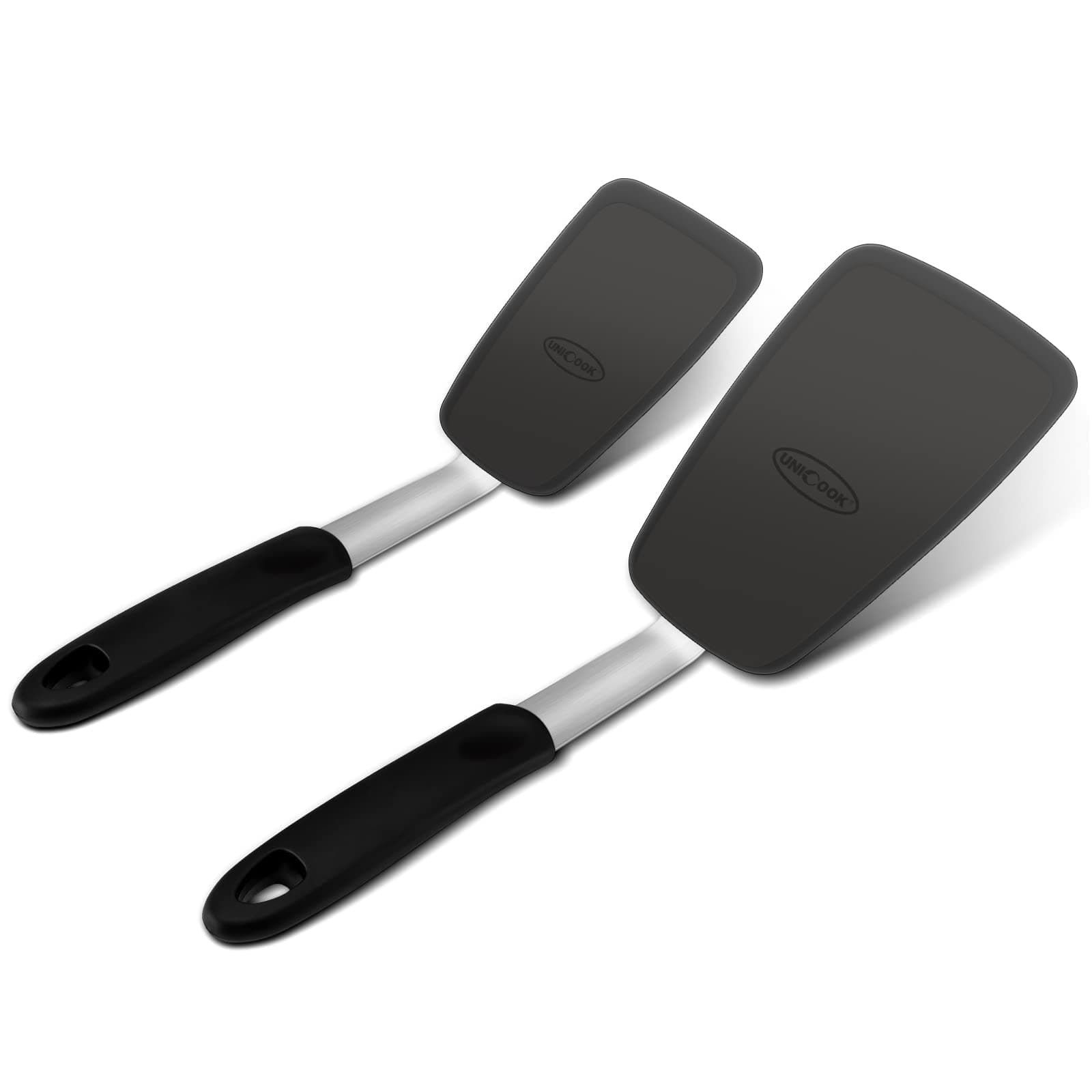 Flexible Silicone Spatula 2 Pack, Kitchen Utensils Set, Silicone Cooking Utensils Set, 600°F Heat Resistant Kitchen Turner Nonstick Spatula, Ideal for Flipping Eggs, Pancake, Burgers
