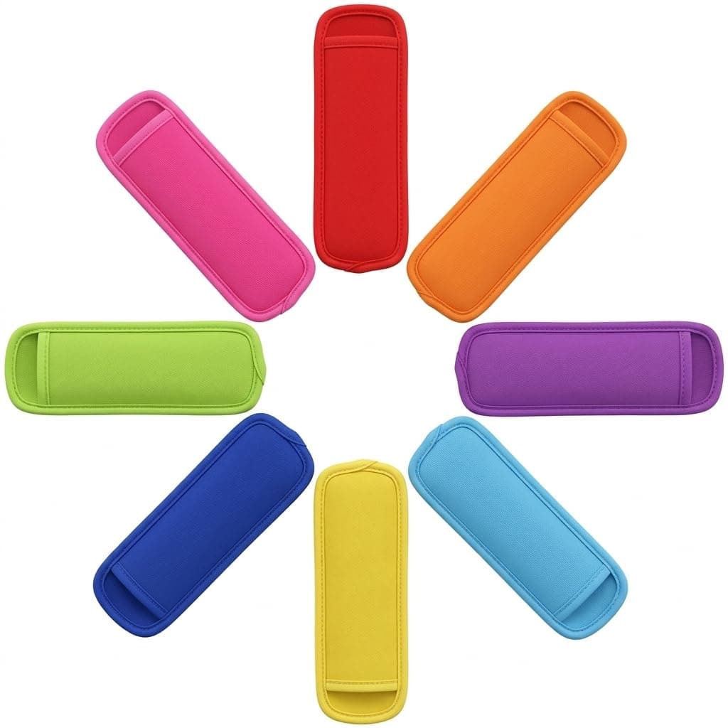 8 Pack Reusable Ice Pop Sleeves, Neoprene Popsicle Holders | Leak-Proof Insulated Sleeve Bags for Ice Lollies, Ice Cream Sticks | Assorted Colours, Summer Treats