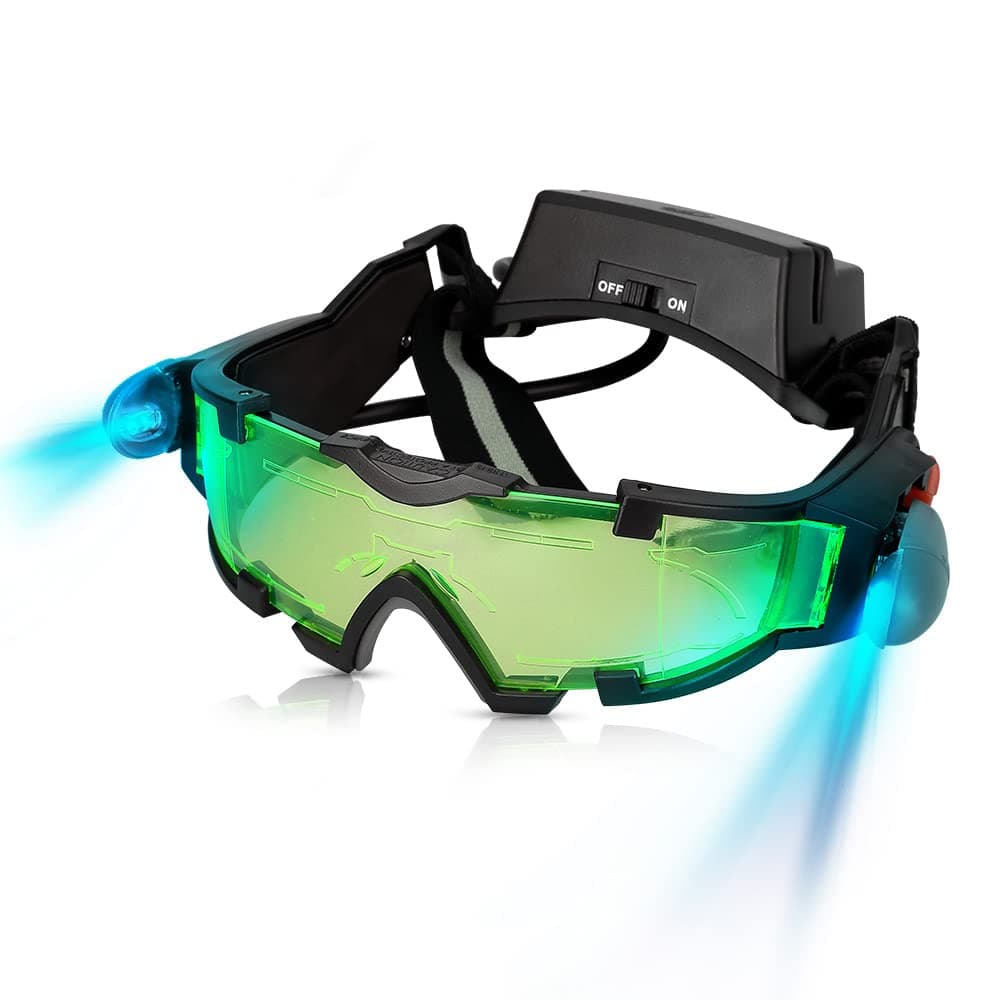 AGM Adjustable Night Vision 7.6m Goggles with Flip-out Lights Green Lens Great Toy for Kids