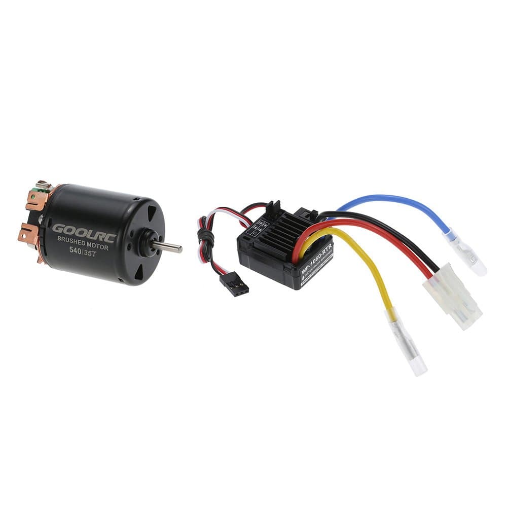 GoolRC Compatible with 540 35T 4 Poles Brushed Motor and WP-1060-RTR 60A Waterproof Brushed ESC Electronic Speed Controller with 5V/2A BEC for 1/10 RC Car GoolRC 540 35T 4 Poles Brushed Motor