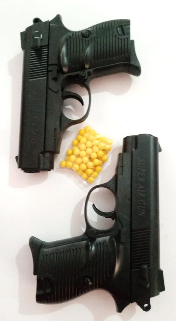 Toy BB Gun Set with Yellow Pellets, Spring Powered, Black, 2-Pack