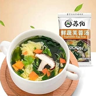 Instant vegetable Soup,Wild greens Seaweed,cabbage,spinach,fresh vegetables,tomatoes soup,6g/bag,Variety Flavor,Chinese Food,Healthy and Nutritious Ready-to-Eat Breakfast (Fresh Vegetable Soup,5bags)