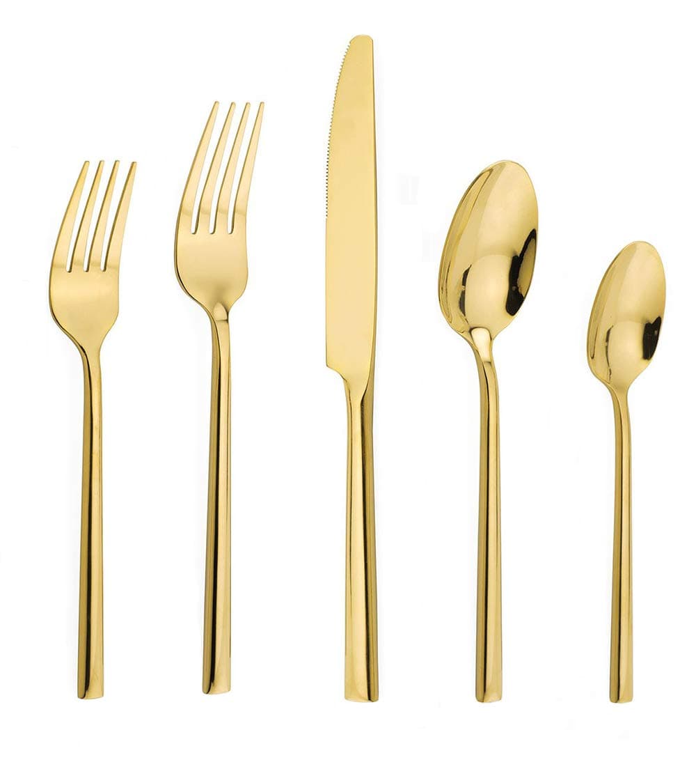 Gold Flatware Set 20-Piece Service for 4, Titanium SilverwareSet Cutlery, Stainless Steel