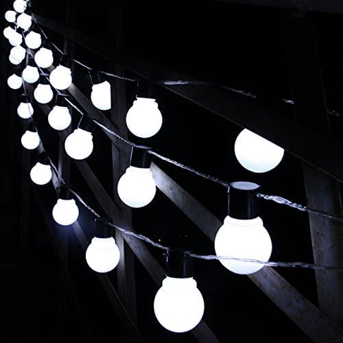 KEEDA Outdoor String Lights, 20LED G45 Bulbs, Plastic Festoon Globe Ball Fairy Lights, Outdoor Garden light, Indoor Outdoor Christmas Party Decorative Lights/ Lighting, 220V, Plug-in (White, Acrylic)