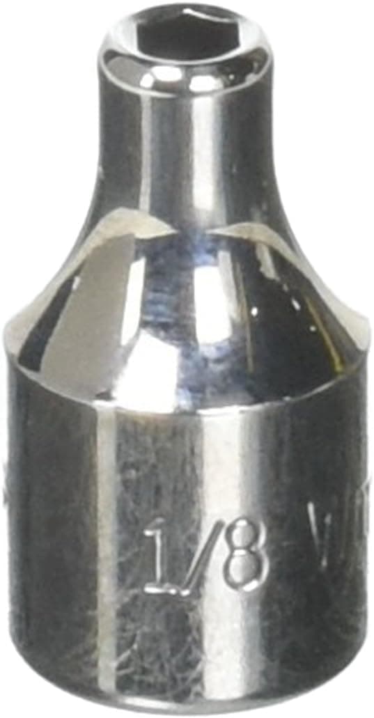 Williams JHWM-604 1/4-Inch Drive Shallow SAE Socket 1/8-Inch Size, High-Polished Chrome Finish, Designedf or Use on 6 Point Fasteners