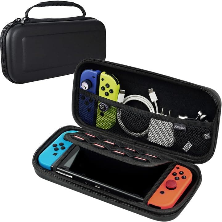 Carrying Case for Nintendo Switch & Switch OLED with 8 Game Card Slots, Hard Portable Travel Case Storage Bag Protective Pouch for Nintendo Switch Console and Accessories -Black