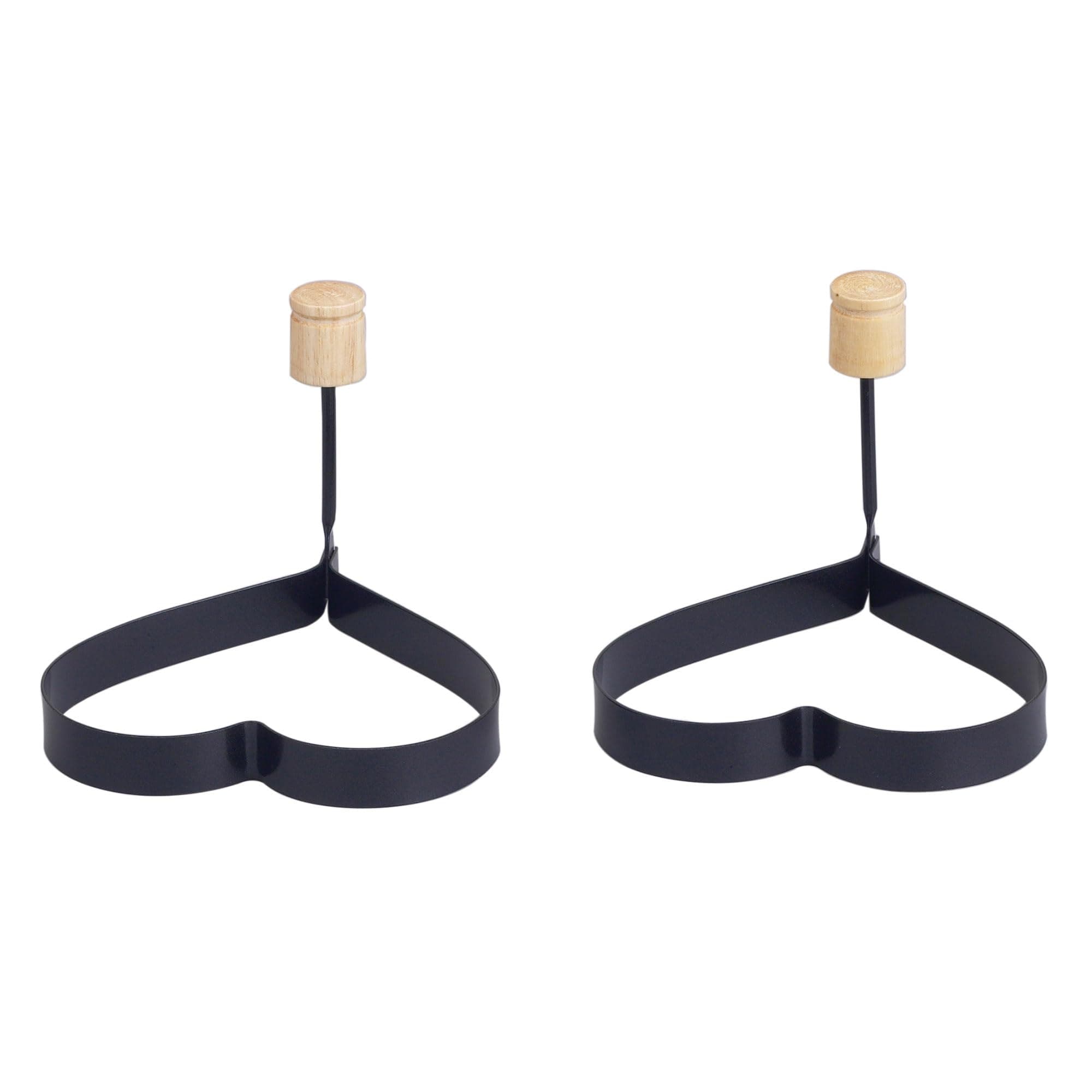 HIC Non-Stick Fried and Poached Egg and Pancake Cooking Rings, Heart Shaped, Nonstick, PFOA and BPA Free, 4.625-Inches x 4.25-Inches, Set of 2