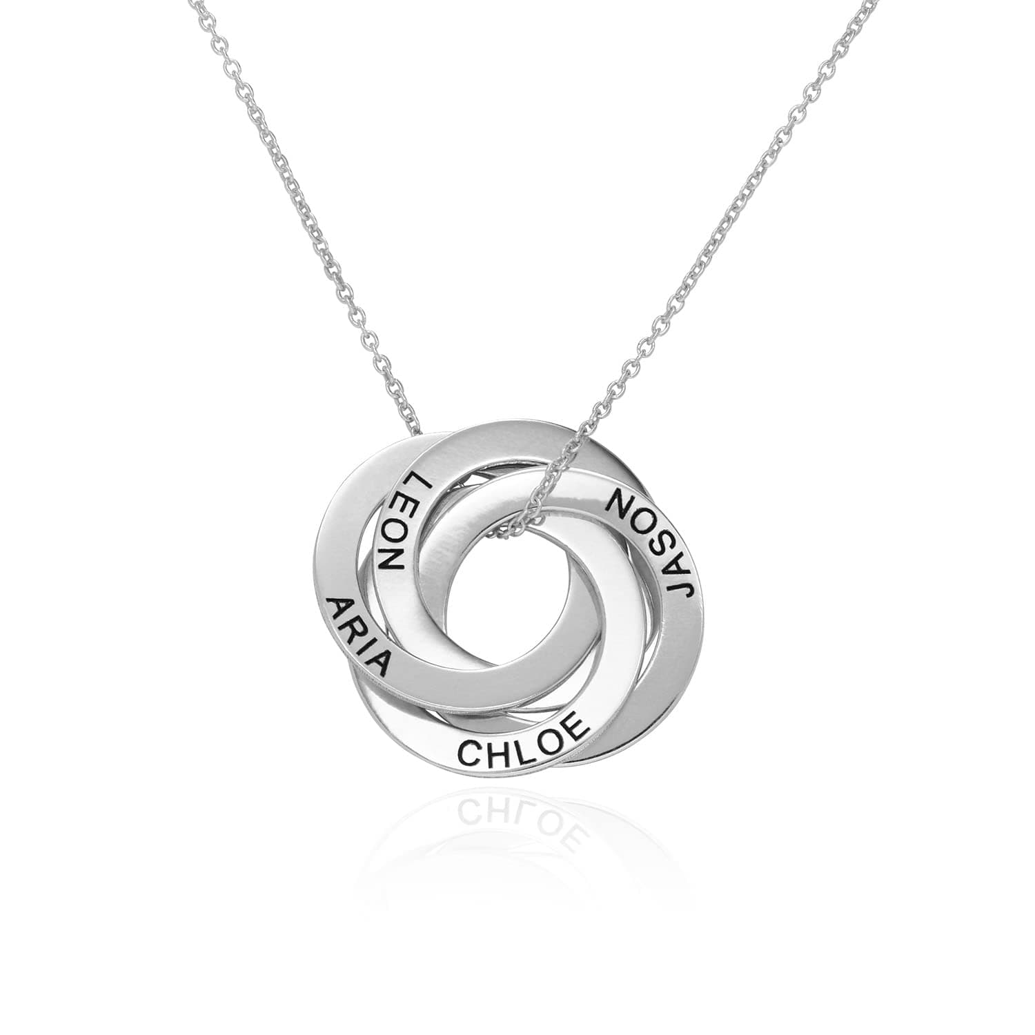 - Personalized Russian Rings Necklace with Inscriptions - Two, Three, Four or Five Custom Pendant - Dainty Gift for Mom, Grandma, Her, Women - Jewelry for Christmas, Birthday