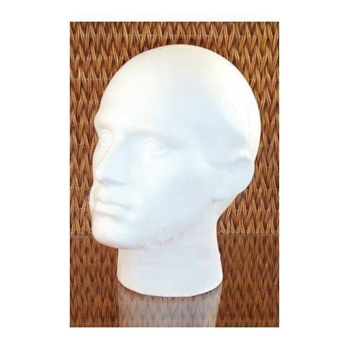 POLYSTYRENE MALE DISPLAY HEAD MANNEQUIN FOR WIG - WHITE
