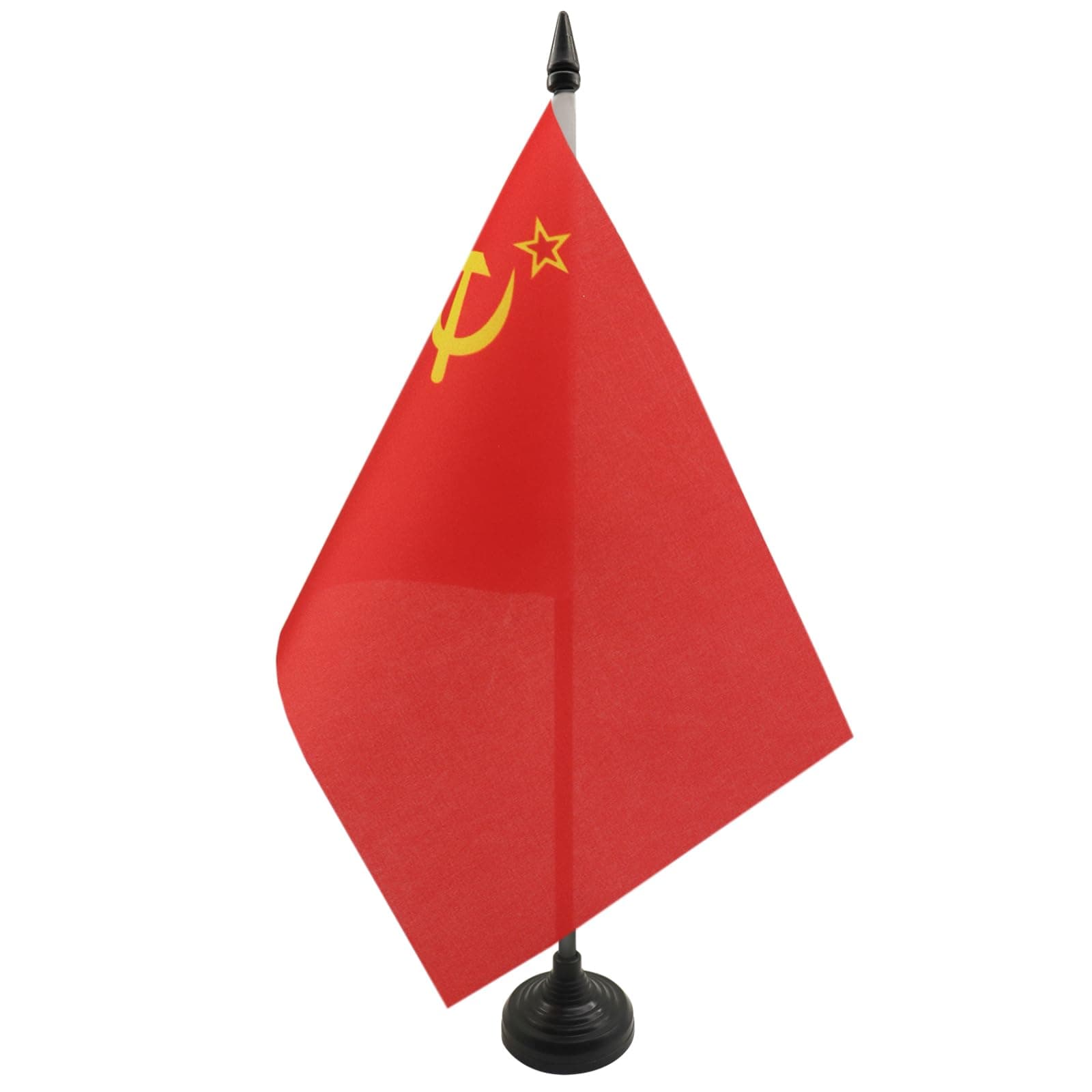 AZ FLAG USSR Table Flag 5'' x 8'' - Red comunist Office Decoration 100% Polyester 21 x 14 cm - Mini Desk Flag with Pole and Black Plastic Base