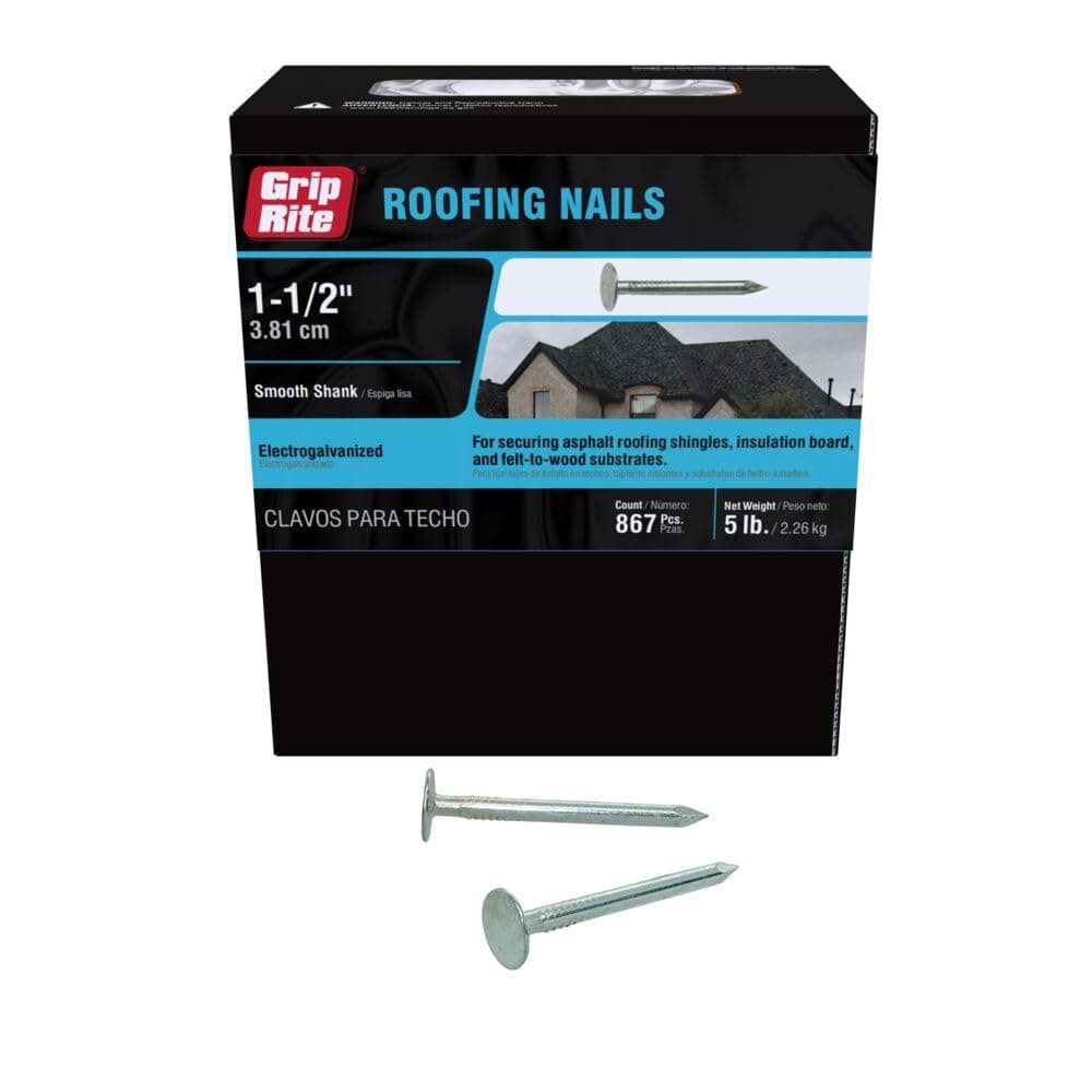 Grip-Rite 112EGRFG5 1-1/2-Inch Electro-Galvanized Roofing Nail, 5 Pounds