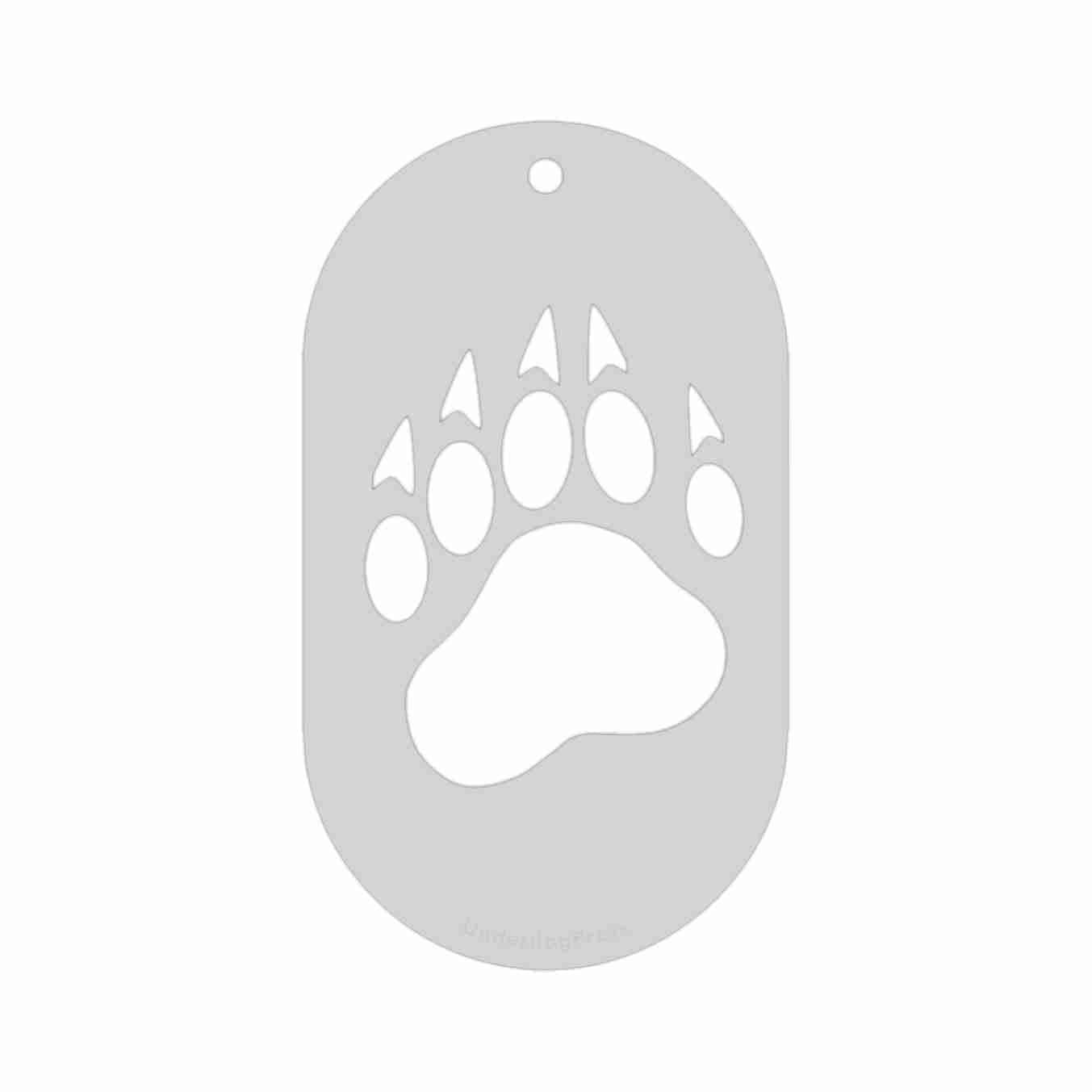 Stencil- Bear Paw, 2x1.5 Inch Image on 3.5x2 Border, Size 1