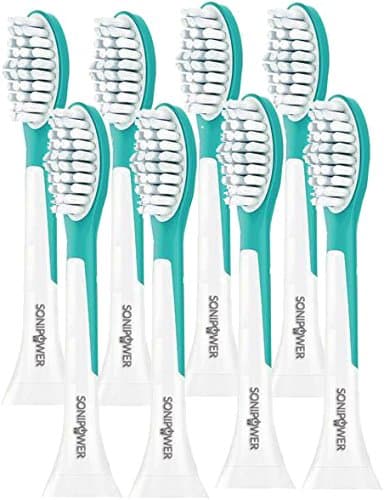 8 Pack Sonipower for Kids Head Replacement for Oral B Brush Electric Heads 3D Excel Black Interclean Pro Professional Care Sensitive SmartSeries Triumph Professional TriZone Vitality White