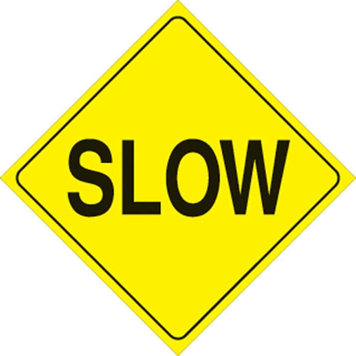Voss Signs Yellow Plastic Reflective Sign 12" Slow