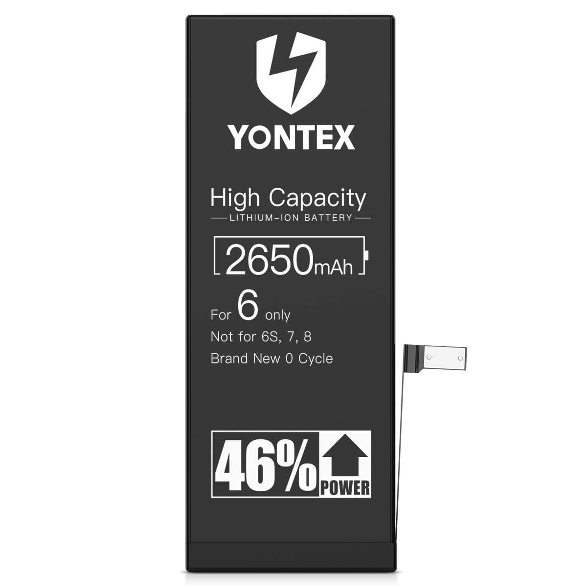 2650mAh Battery Compatible with iPhone 6, YONTEX High Capacity Lithium ion Replacement Battery with Repair Tool Kits and Screen Protector - 46% Higher Capacity