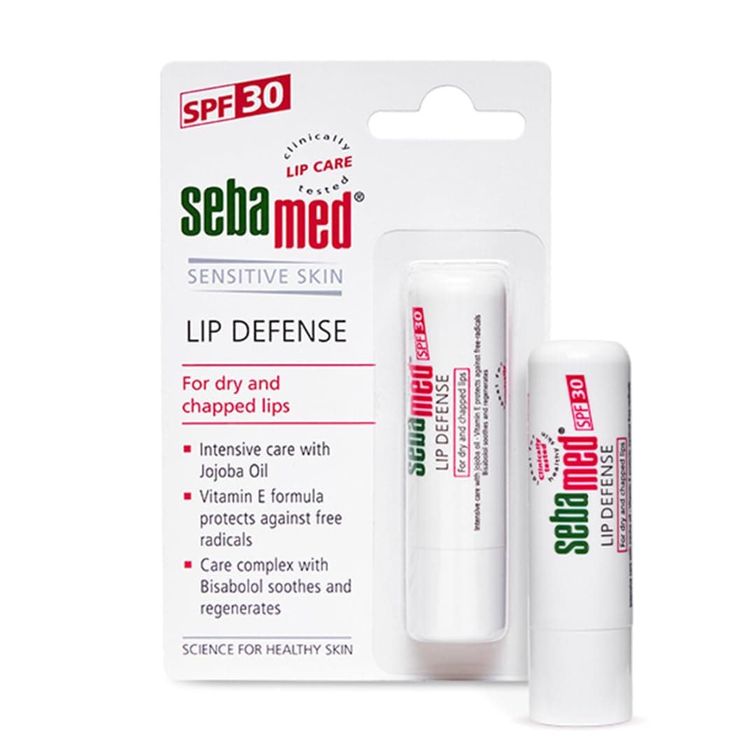 - Lip Defense Lip Balm With Spf 30 + Vit E | Regenerates Dry, Chapped Lips | Intensive Care With Vit E, Jojoba Oil & Chamomile |Clinically Tested | For Men & Women, 4.8 Gm, White