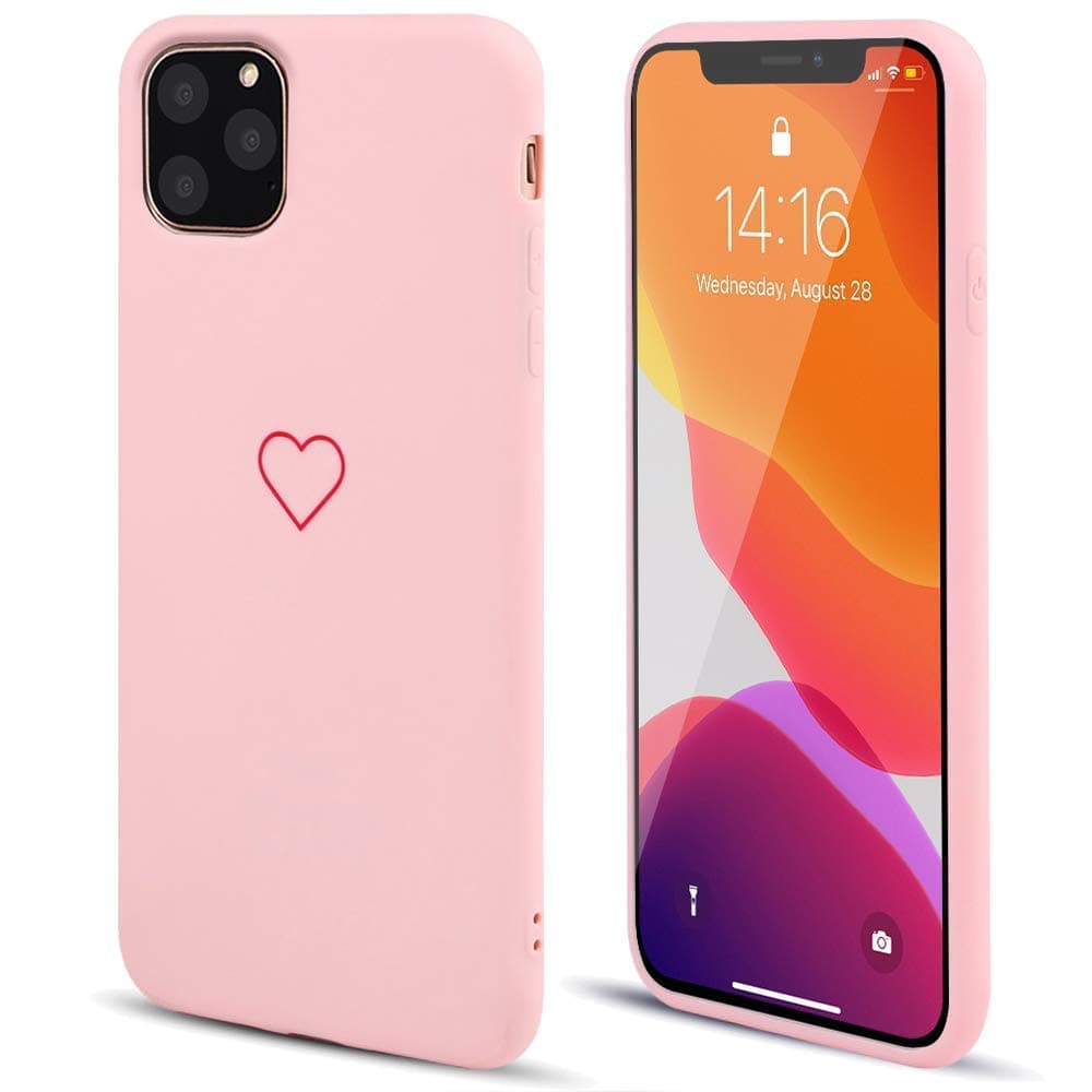 LAPOPNUT Compatible with for iPhone 12 Pro Max Case Fashion Cute Love-Heart Shape Matte Case Anti-Scratch Soft TPU Cover Back Bumper Compatible with for iPhone 12 Pro Max,Pink