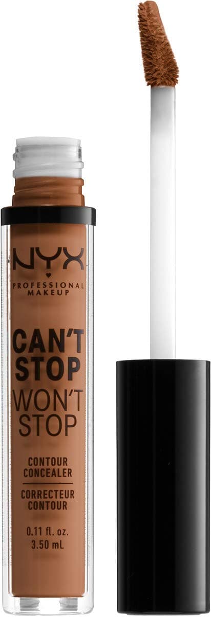 NYX Professional Full Coverage Concealer, 24 Hour Longevity, Can't Stop Won't Stop Contour Makeup Concealer, Matte Finish, Shine Control, Long Lasting, Vegan Formula, Shade: Warm Caramel
