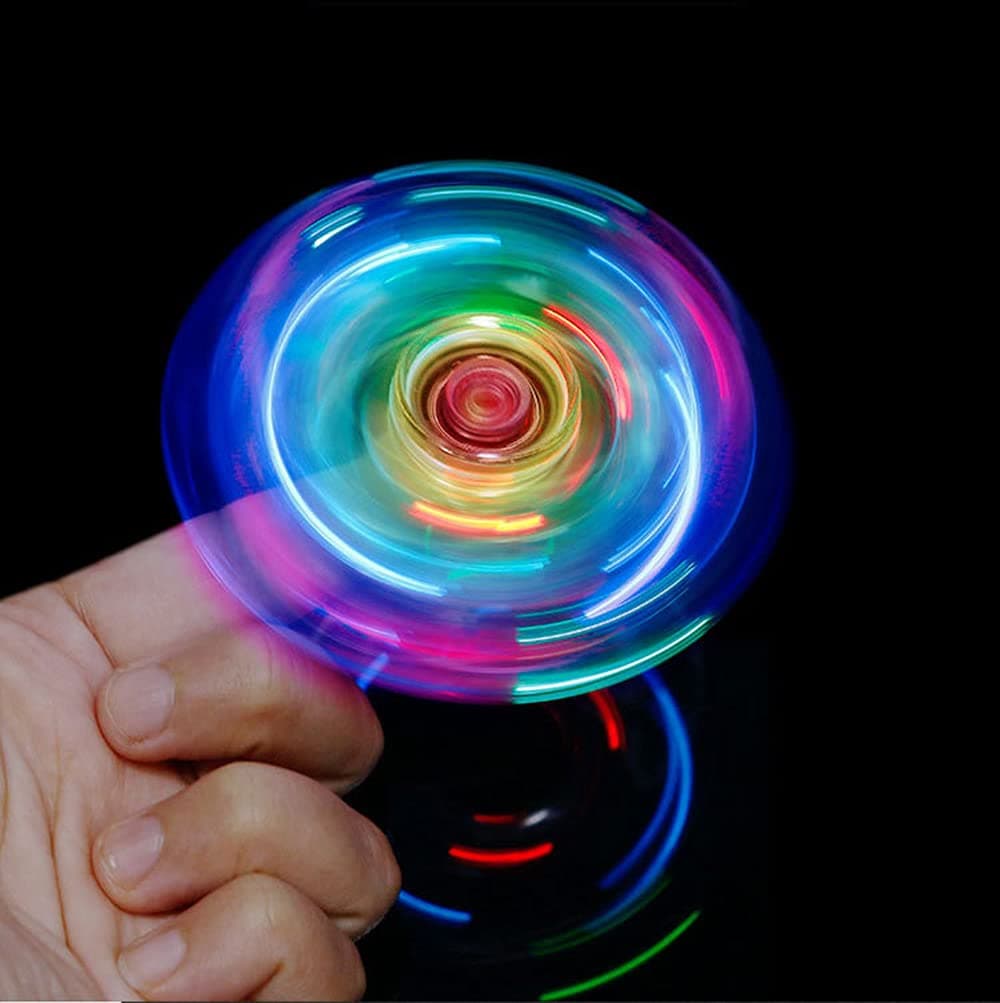 LED Light Up Fidget Spinner, 2 Pack Light Up Fidget Toys for Adults, Pain Stim Fidget – LED Sensory Spinner for Stress Relief, Focus & Anxiety – Party Favors, Classroom Prizes, Travel Toys