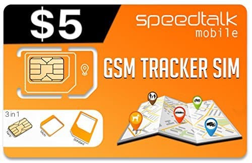SpeedTalk Mobile $5 GSM SIM Card Tracker - GPS Pet Kid Senior Spouse Vehicle Tracking Devices - 30 Day Service